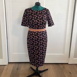 Boden Black Leaf Trellis Fleur Dress